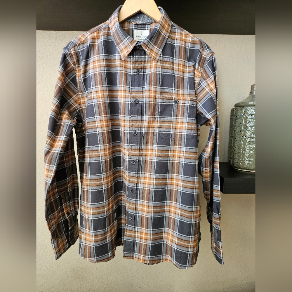 Mutual Weave Men's Plaid Shirt - Brown and Gray Lg